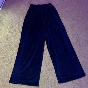 Wide-Leg Navy Velvet Pants